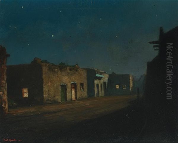 Moonlit Village Oil Painting by Will Sparks