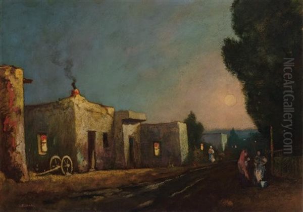 Sunset At A Mexican House Oil Painting by Will Sparks