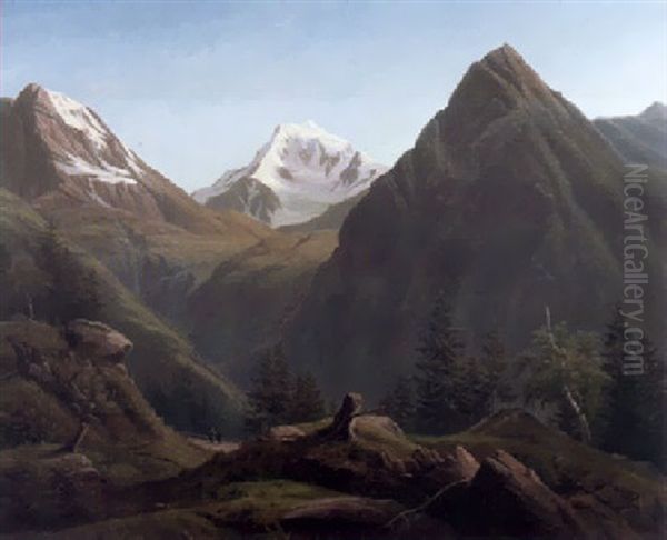 Die Rosengartengruppe In Sudtirol Oil Painting by Karl Christian Sparmann