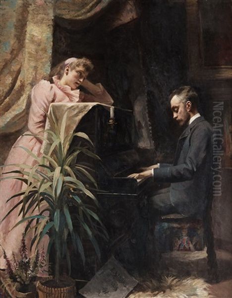 At The Piano Oil Painting by Emma Sparre