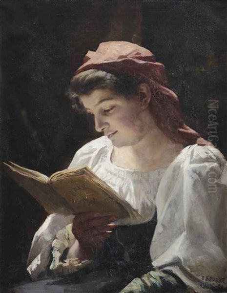 A Girl Reading Oil Painting by Emma Sparre