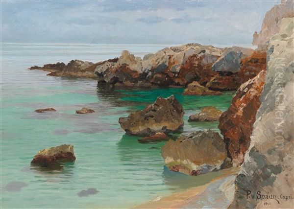 Coastal Scene Oil Painting by Paul von Spaun