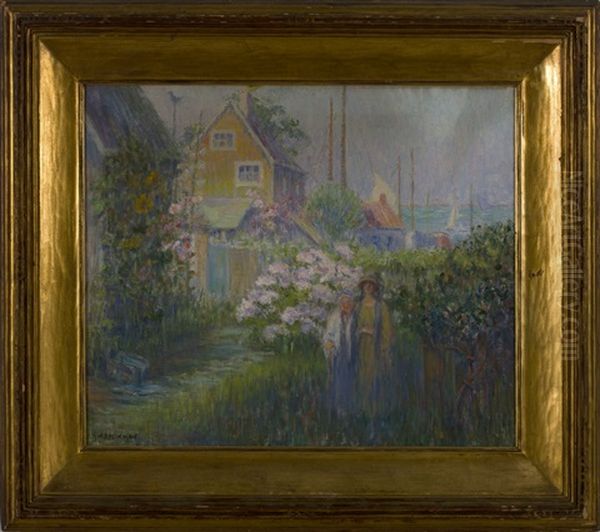 Seaside Cottage With Garden Oil Painting by Anna W. Speakman