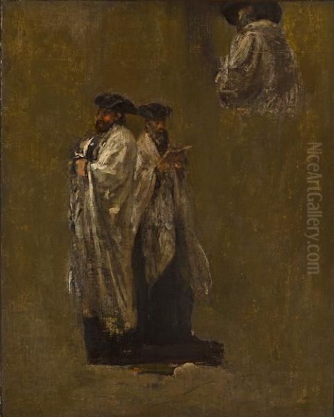 Three Rabbis Oil Painting by Edouard J. Emile Brandon