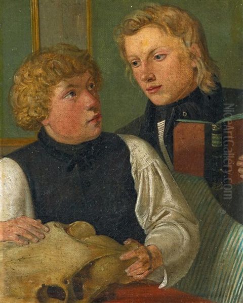 Doppelportrat Der Jungen Maler Carl Julius Milde (1803-1875) Und Friedrich Nerly Oil Painting by Erwin Speckter