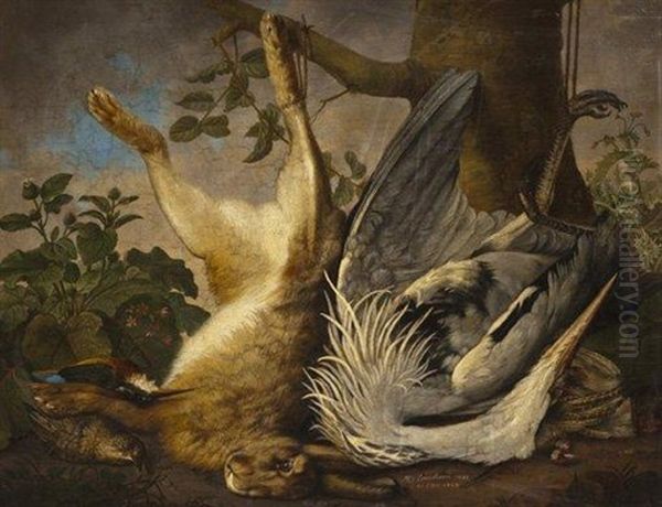 Nature Morte Au Lievre Et Au Heron Oil Painting by Michel Joseph Speeckaert