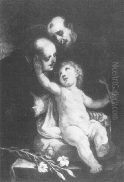 Saint Dominic And Saint Francis Holding The Infant Christ Oil Painting by Martin Speer