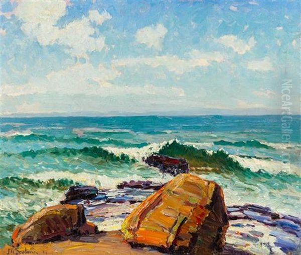 Shore Boulders Oil Painting by John Adams Spelman