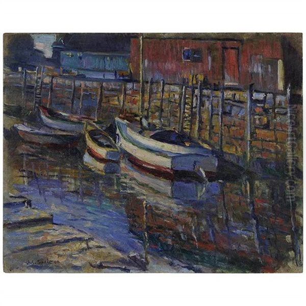 Fishing Boats Oil Painting by John Adams Spelman