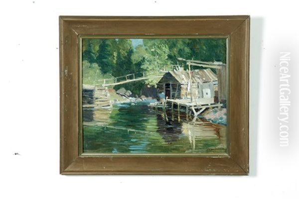 Lake Scene Oil Painting by John Adams Spelman