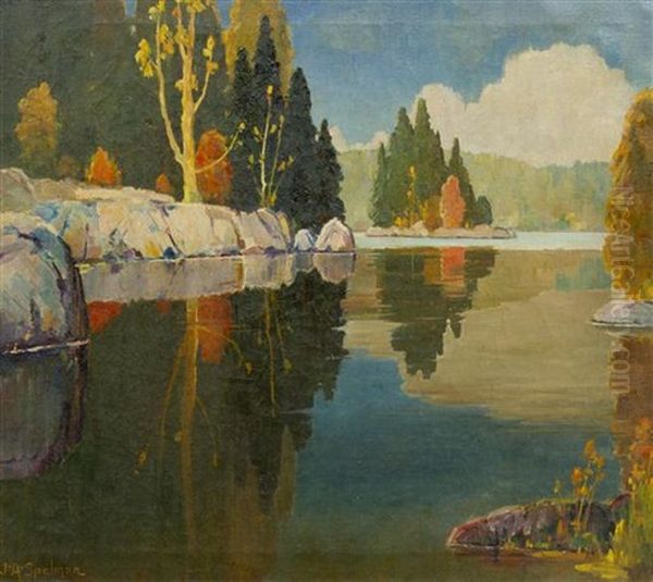 Reflective Lake Oil Painting by John Adams Spelman