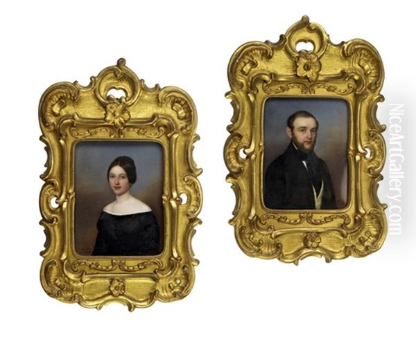 Gegenstucke: Portraits Eduard Und Cornelia Merian-koechlin, Basel Oil Painting by Jacob Spelter