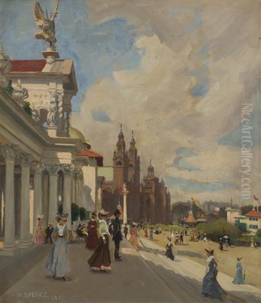 The Glasgow International Exhibition, 1901 Oil Painting by Harry Spence