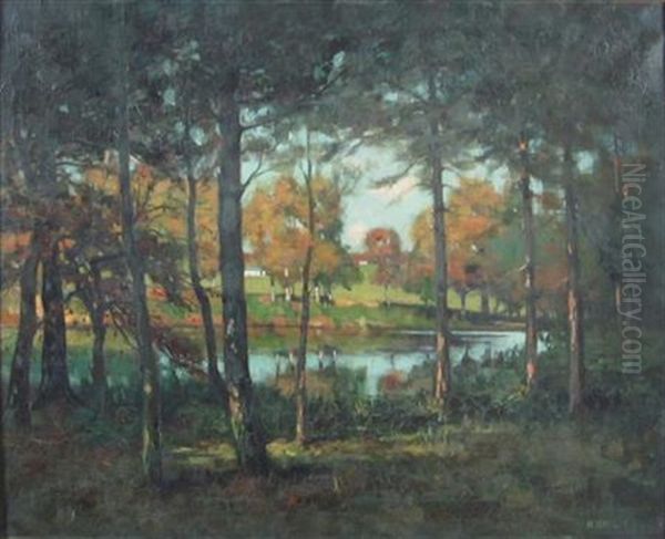 River Through The Trees Oil Painting by Harry Spence