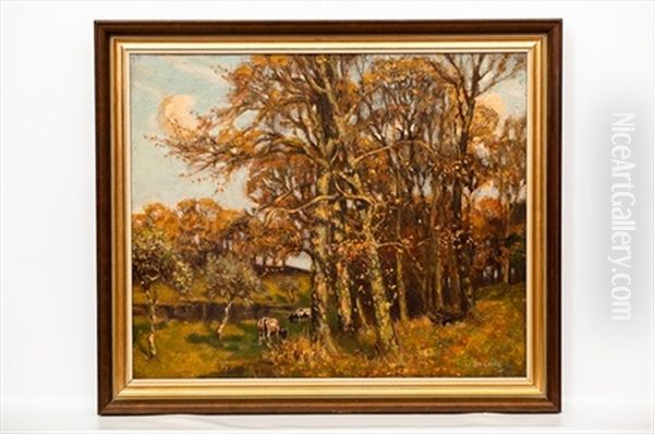 Grazing By The Woods Oil Painting by Harry Spence