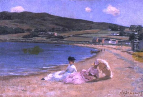 Figures Resting On A Beach Oil Painting by Harry Spence