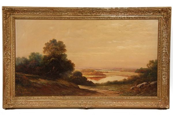 Autumn Landscape With Riverside Road Oil Painting by Augustus Spencer