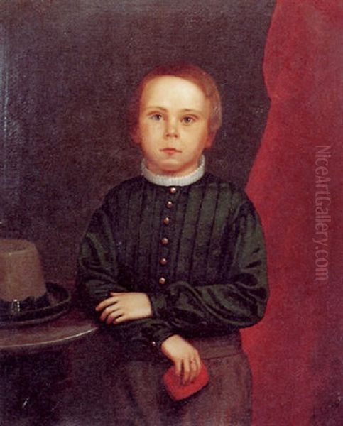 Portrait Of Young Boy Holding A Cinnibar Box Oil Painting by Frederick Randolph Spencer