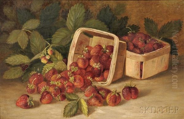 Still Life With Baskets Of Strawberries Oil Painting by John Clinton Spencer