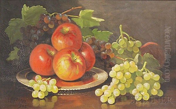 Still Life With Apples And Grapes Oil Painting by John Clinton Spencer