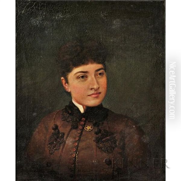 Portrait Of A Woman, Thought To Be Miss Helen Louise Booth Oil Painting by Lilly Martin Spencer