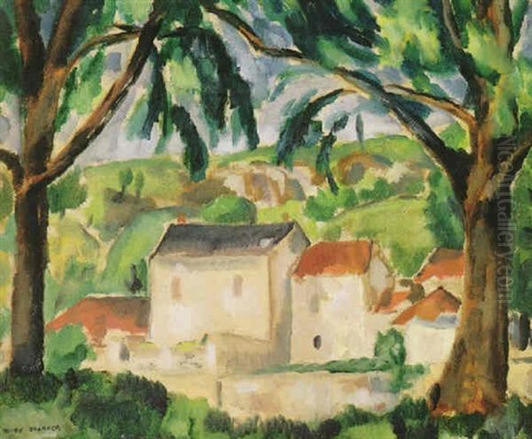 Trees And Farmhouse by Niles Spencer