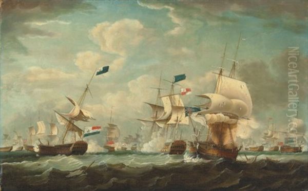 The Battle Of Camperdown, 11 October 1797 Oil Painting by Richard B. Spencer