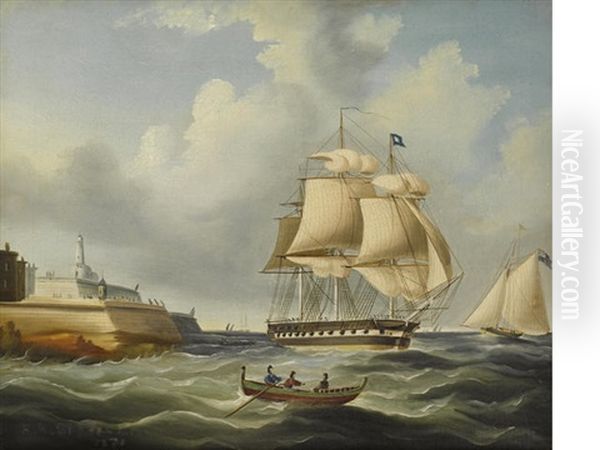 A British Frigate Off Malta by Richard B. Spencer