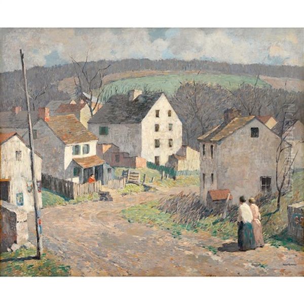 The Little Village Oil Painting by Robert Spencer