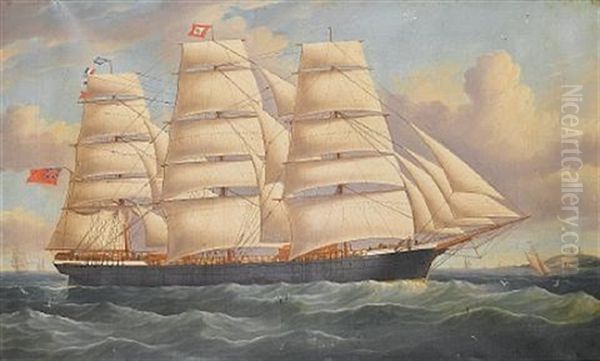 The "seringapatam" In Full Steam Off The Coast Oil Painting by William Barnett Spencer