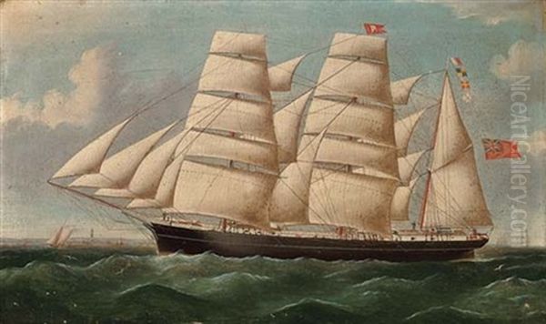 The Three-masted Barque "north Wind" Passing Dungeness Under Full Sail Oil Painting by William Barnett Spencer