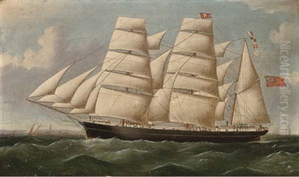 The Three-masted Barque North Wind Passing Dungeness Under Full Sail Oil Painting by William Barnett Spencer