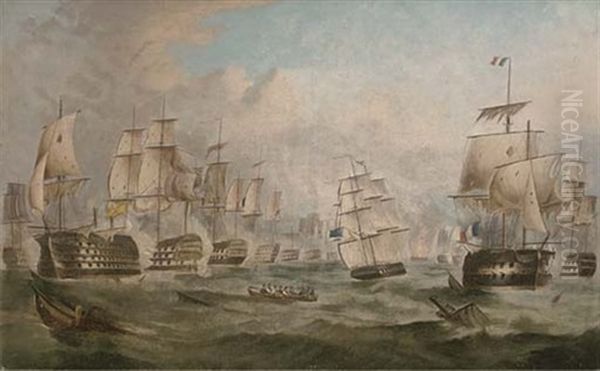 The Battle Of Trafalgar, 21st October, 1805 Oil Painting by William Barnett Spencer