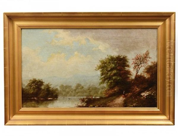 River Landscape With Figure Oil Painting by Clagett D. Spengler