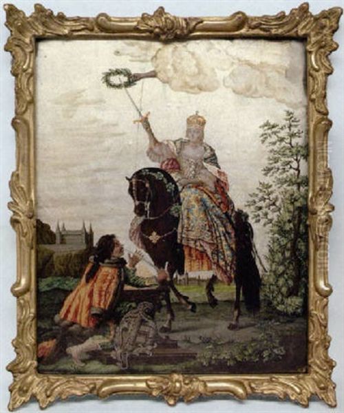 Maria Theresia Als Konigin Von Ungarn Beim Schwertstreich Auf Dem Kronungshugel Oil Painting by Nikolaus Michael Spengler