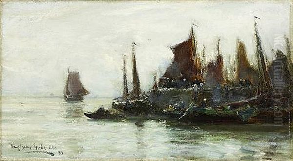 In Harbour Oil Painting by Franck Spenlove-Spenlove