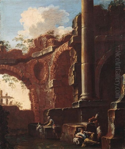 Capriccio Mit Ruinen Oil Painting by Clemente Spera