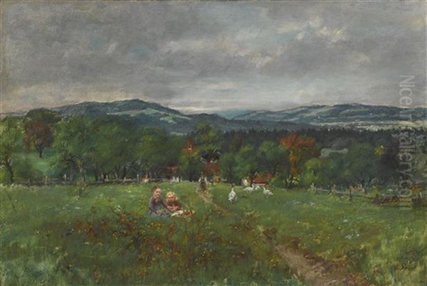 Landschaft Bei Kutterling Oil Painting by Johann Sperl