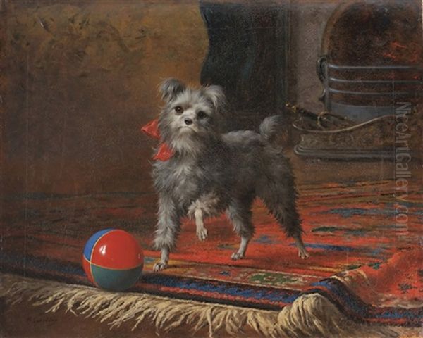 Schnauzer Mit Roter Schleife Oil Painting by Heinrich Sperling