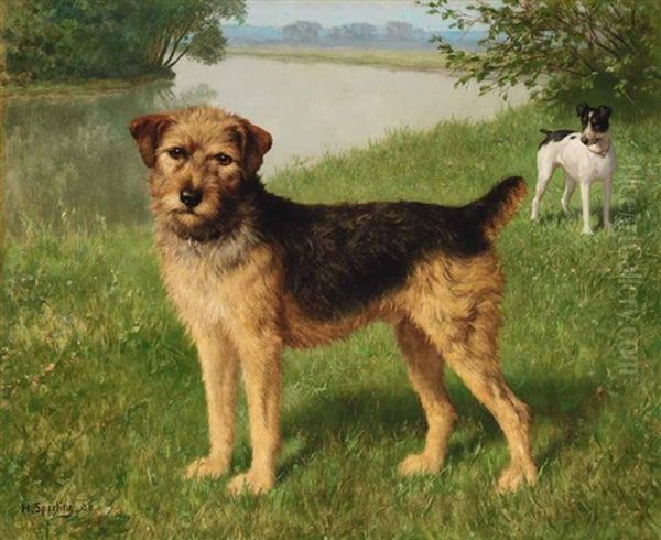 Zwei Terrier Oil Painting by Heinrich Sperling