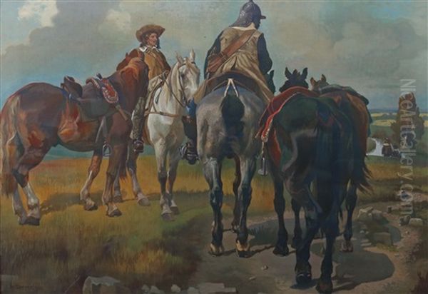 Musketiere Zu Pferd Oil Painting by Christian Georg Speyer