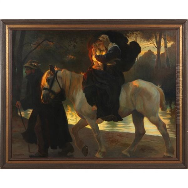 Flight Into Egypt Oil Painting by Christian Georg Speyer