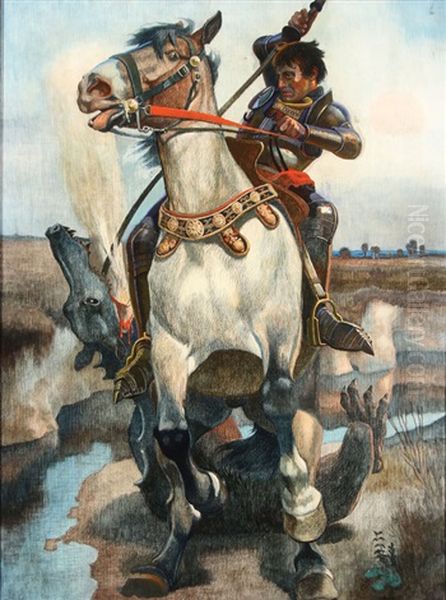 St. George Slaying The Dragon Oil Painting by Christian Georg Speyer