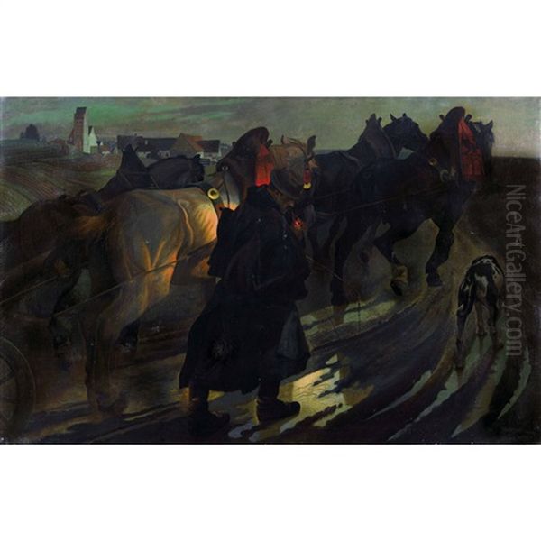 La Nuit Sur La Route Oil Painting by Christian Georg Speyer