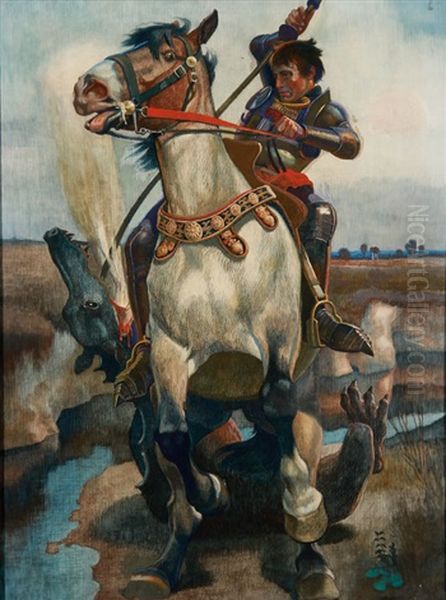 St. George Slaying The Dragon Oil Painting by Christian Georg Speyer