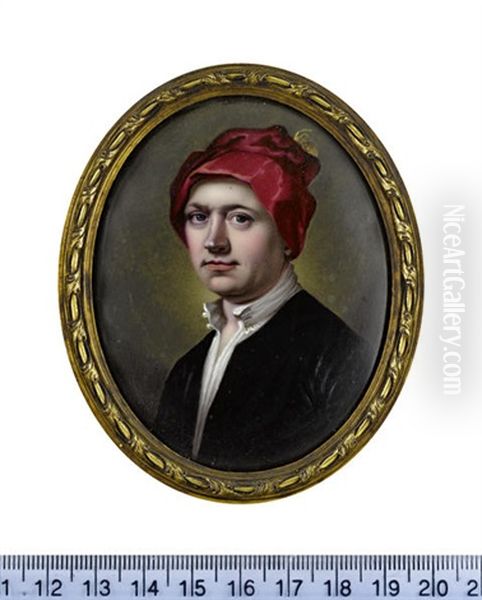 George Mercer, Wearing Black Coat, White Chemise And Red Cap With Gold Plume Oil Painting by Henry Spicer