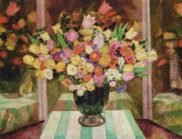 A Summer Bouquet Oil Painting by Ferdinand Spiegel