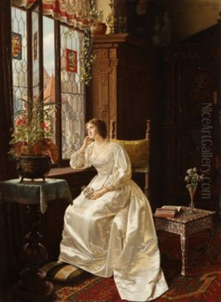 In Gedanken Oil Painting by Carl Johann Spielter