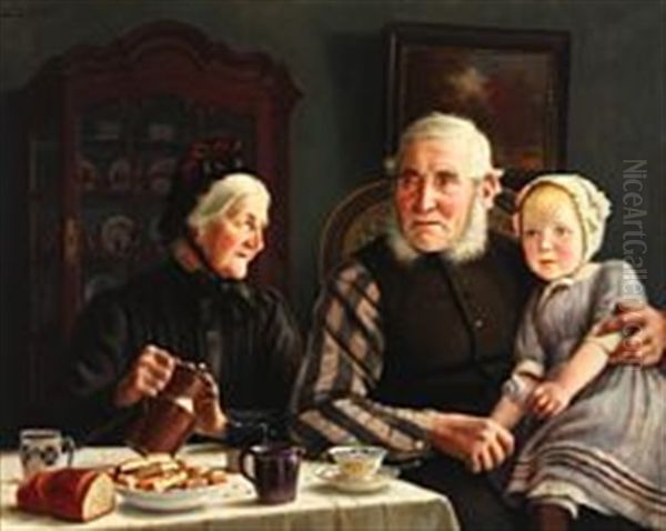 For Coffee With The Grandparents Oil Painting by Carl Johann Spielter