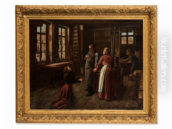 Family Court Oil Painting by Carl Johann Spielter